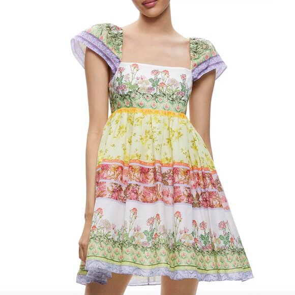 Alice + Olivia Dresses & Skirts - Alice + Olivia Tamia Babydoll Mini Dress | Size 10 | Colorful Floral | Worn Once
